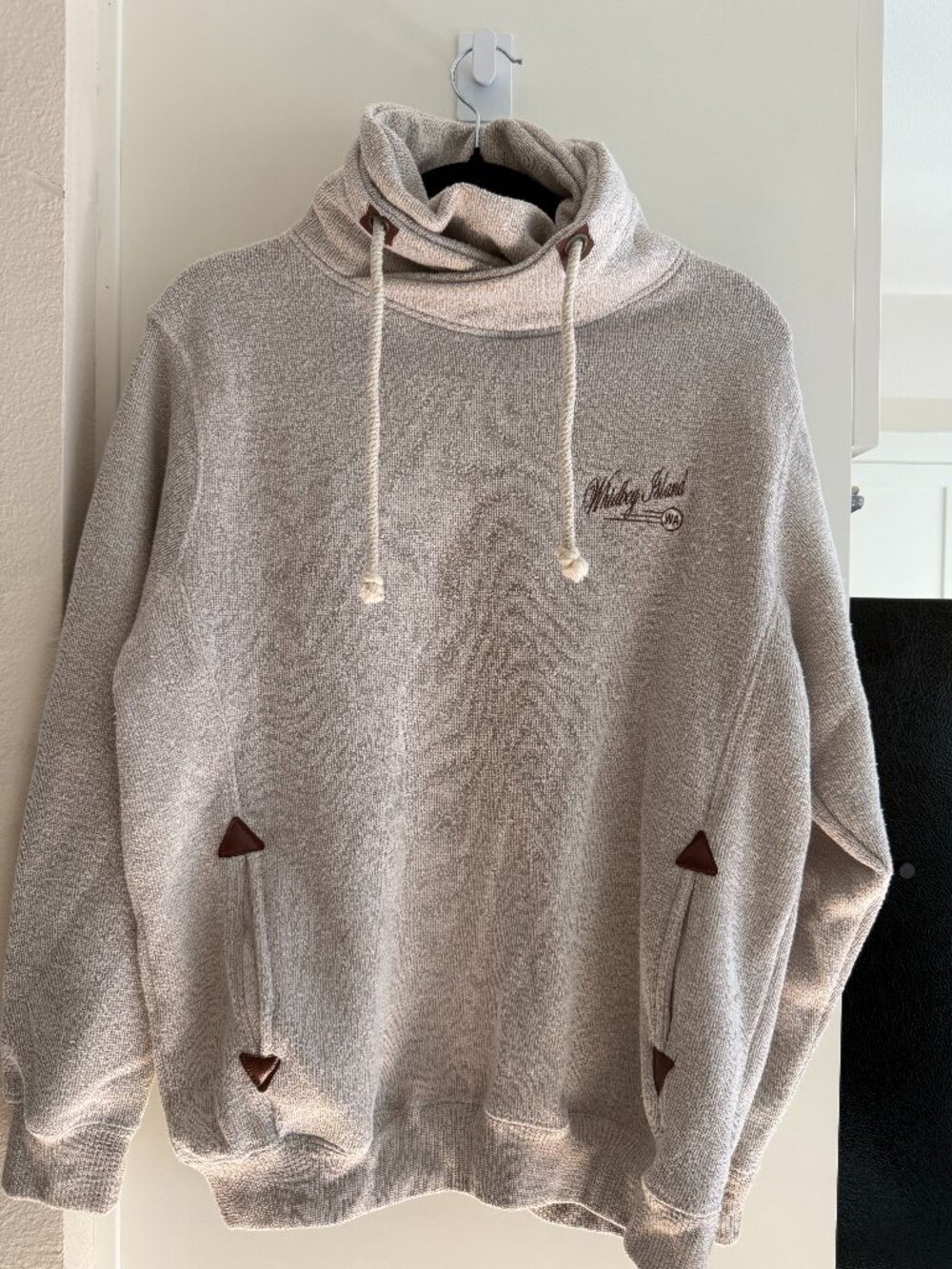 Whidbey Island, WA Cowl Neck Pullover Sweatshirt - Oatmeal/Grey - Size M